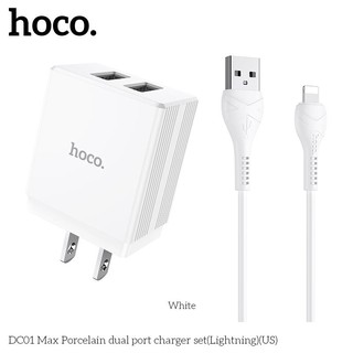 Bộ Sạc 2 Cổng USB Hoco DC01 Max 2.4A Iphone/Ipad Chính Hãng