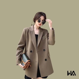 Áo khoác blazer HA207 áo khoác dáng rộng màu NAU , ĐEN from rộng unisex hàn quốc