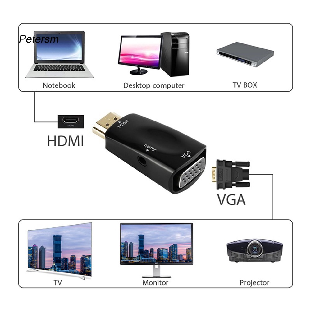 Bộ Chuyển Đổi Hdmi 1080p Sang Vga Kèm Cáp Âm Thanh Cho Pc Laptop Tablet Hdtv Ps4