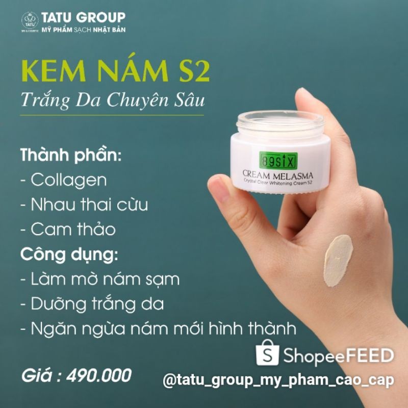 Kem nám trắng da S2 TATU CREAM MELASMA chiết xuất từ nhau thai cừu, collagen, cam thảo. 30Gr