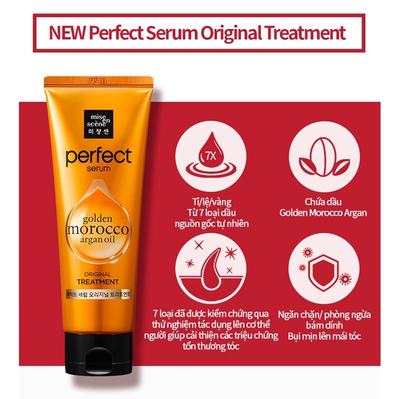 Dầu xả và ủ tóc hư tổn Mise En Scene Perfect Repair Treatment Pack 180ml