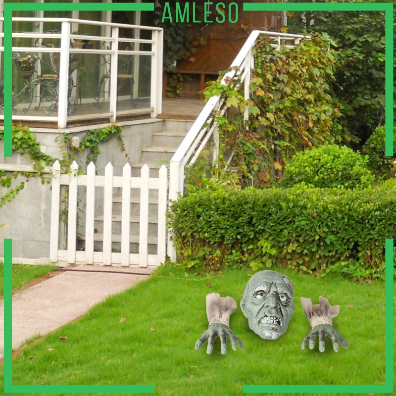 [AMLESO]Horrible Lawn Zombie Decoration Garden Arms Ornament Realistic Spooky Statue