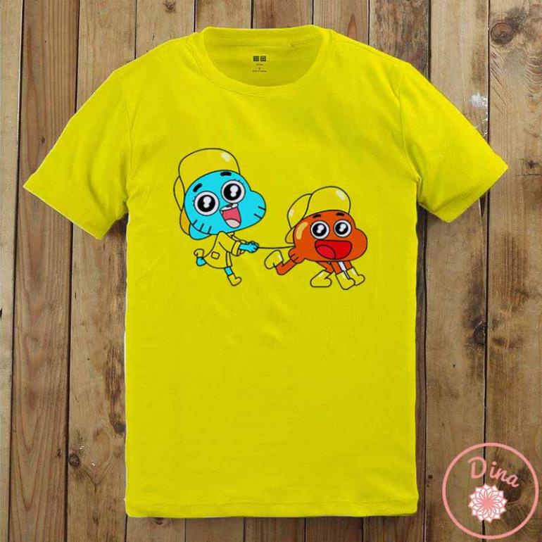 Áo thun Unisex Gumball và Darwin đi chơi Cotton Thun - Dẽ Thương