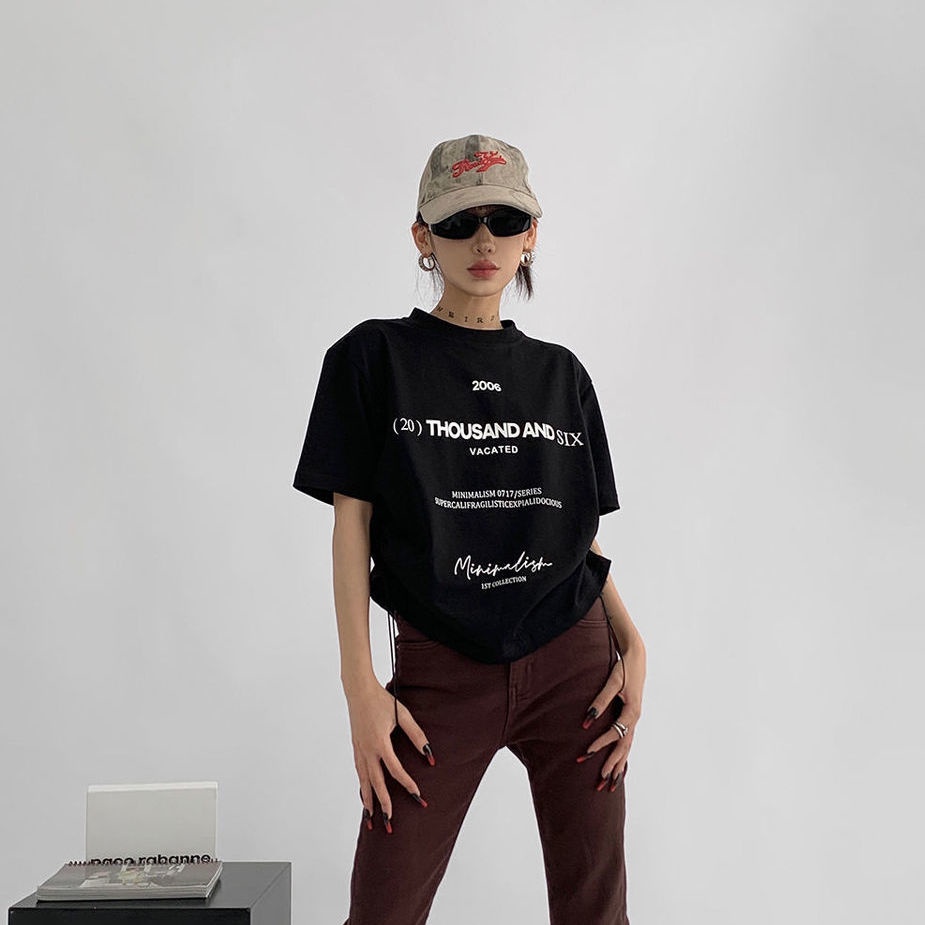 ❡┋Áo Thun Cotton Tay Ngắn Phối Dây Rút Phong Cách Âu Mỹ Thời Trang Cho Nữ