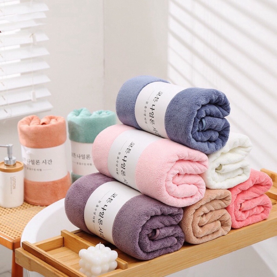 Khăn tắm xuất Hàn Quốc cao cấp, size lớn 70x140cm - Siêu mềm mịn, siêu bền