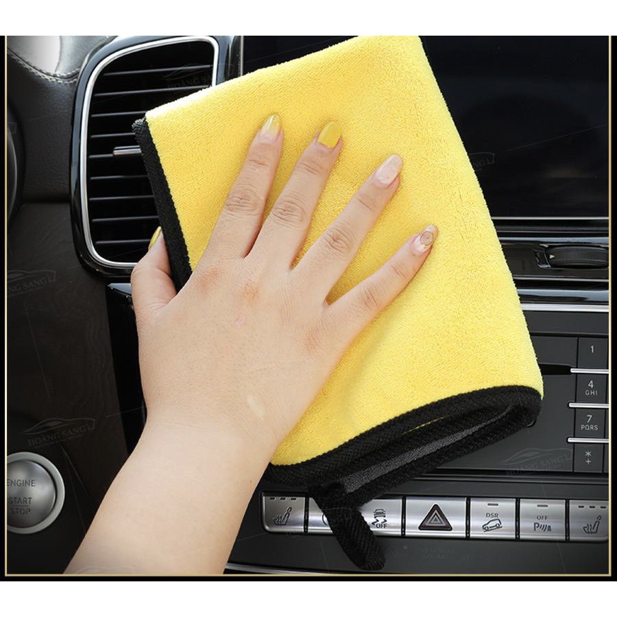 Khăn microfiber 2 mặt 2 lớp vàng ghi siêu dầy siêu thấm nước size 30x60cm
