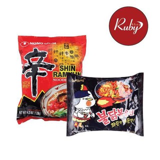 Combo 5 mì bò nongshim + 5 mì khô gà cay samyang
