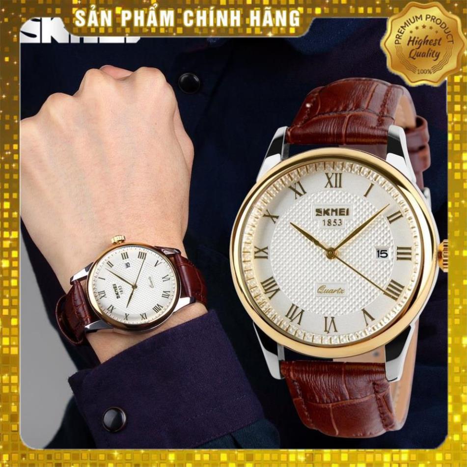Đồng hồ nam dây da SKMIE,Doanh nhân Đồng hồ thạch anh Thời trang mới Dây da không thấm nước