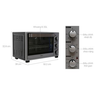 Lò nướng Midea MEO-38AZ15 382 lít nướng thịt, nướng gà, nướng cá và làm bánh (Bảo hành 12 tháng)