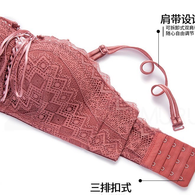 Bộ đồ lót, set nội y ren bèo dây rút tạo khe gợi cảm mút vừa - 610 | BigBuy360 - bigbuy360.vn