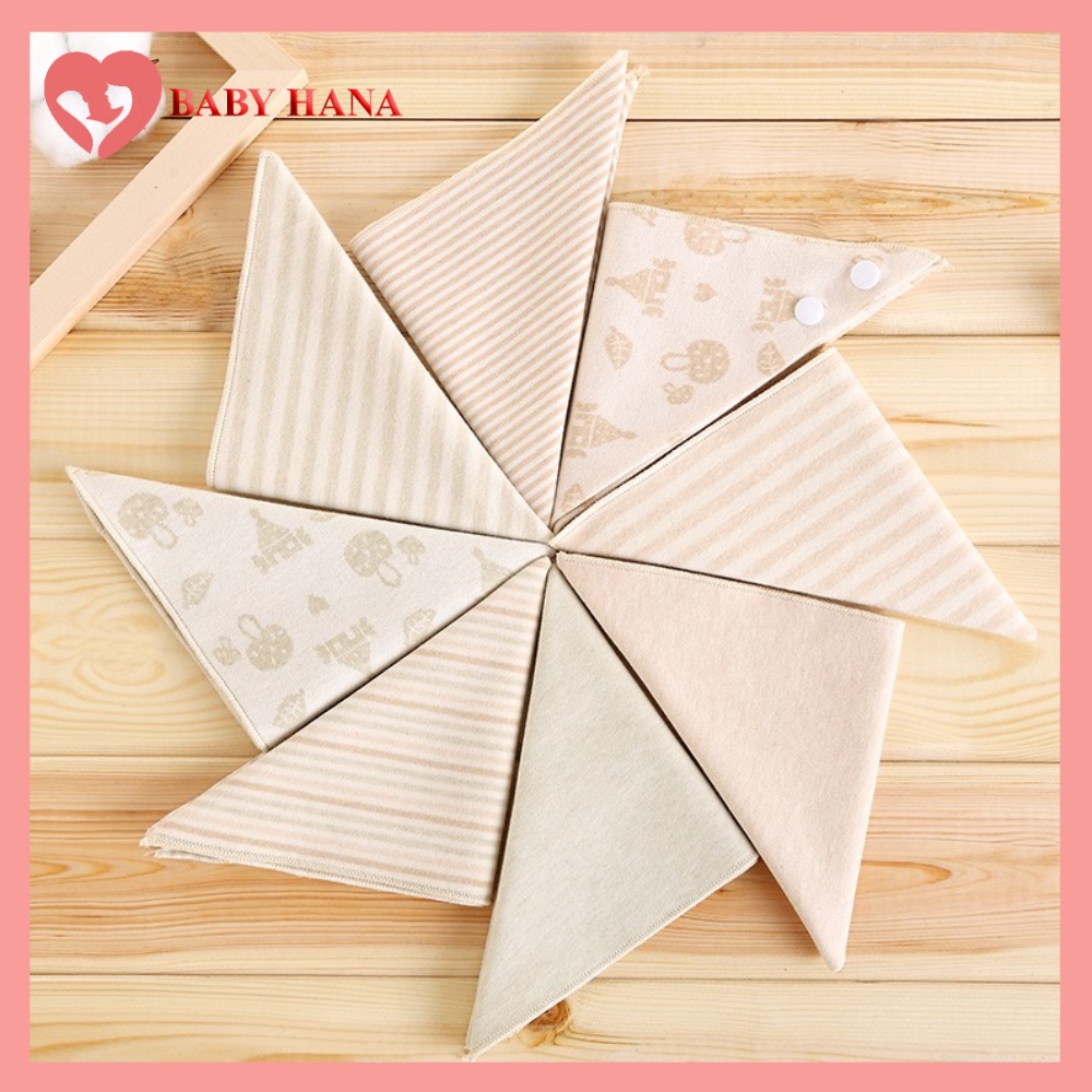 Khăn Yếm Tam Giác Cotton Hữu Cơ 2 Cúc Bấm Cao Cấp Siêu Mềm Cho Bé