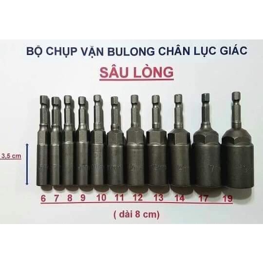 Đầu Chụp BuLong 80mm Chân Lục Giác Sâu Lòng Từ 6mm đến 19mm