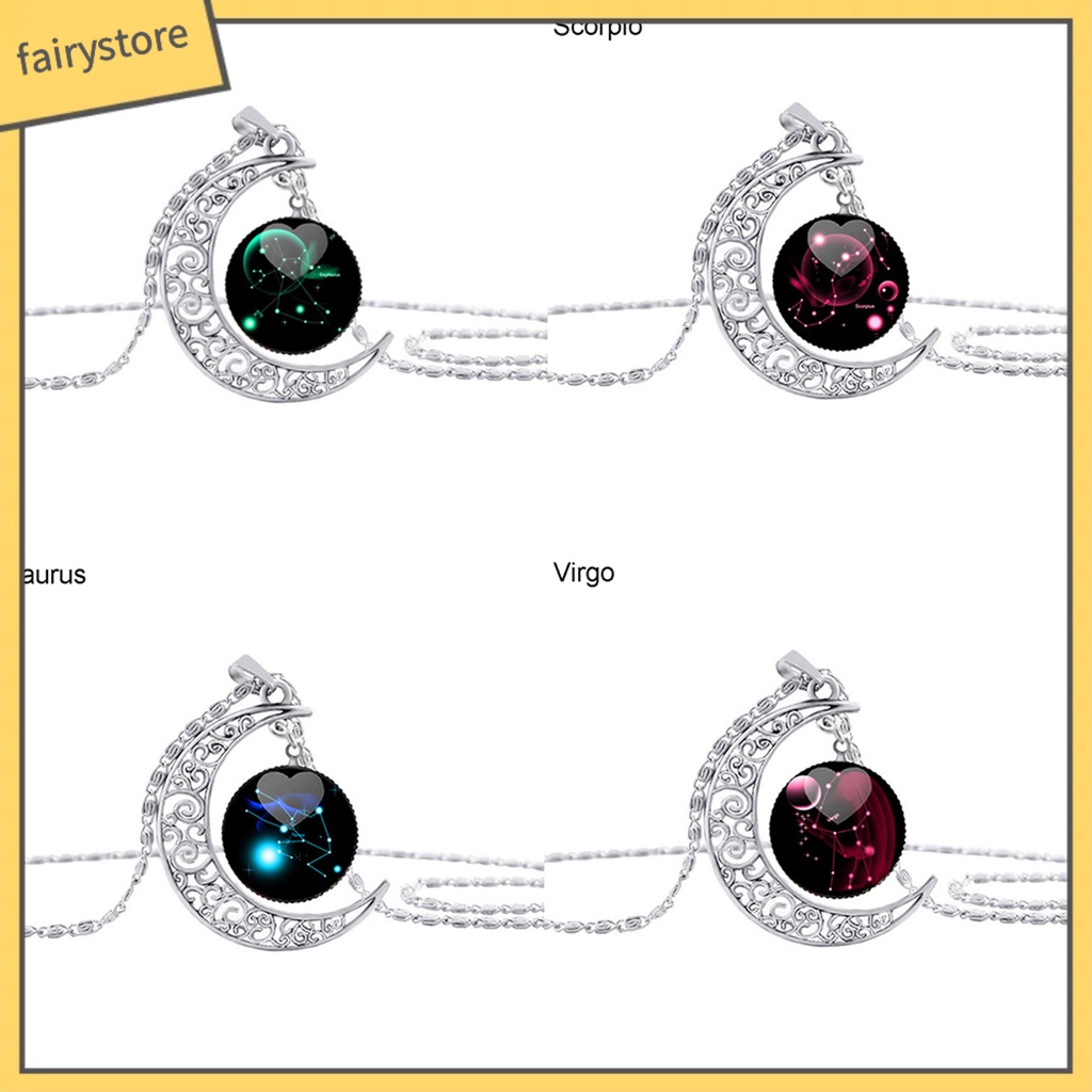 Dây Chuyền Mặt Hình Mặt Trăng Và 12 Chòm Sao Thiết Kế Ấn Tượng