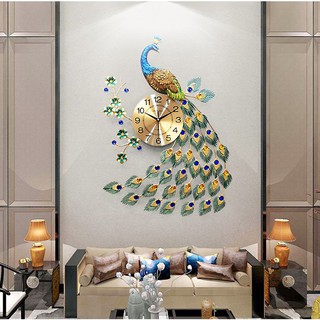 {[XÀ HÀNG ]Đồng hồ treo tường hình chim công đậu cành mai