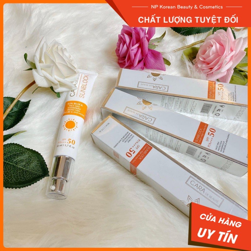Kem Chống Nắng Trắng Da Căng Bóng Cao Cấp Cara Debeauty SPF 50+ 50ML