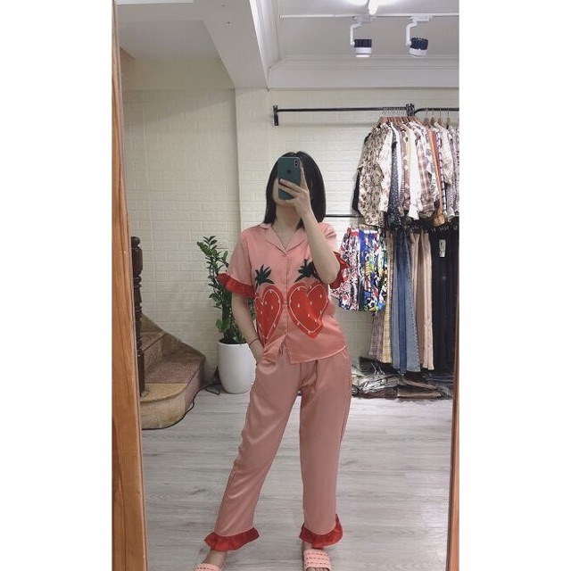 Bộ lụa  dâu satin cao cấp tay cộc | BigBuy360 - bigbuy360.vn