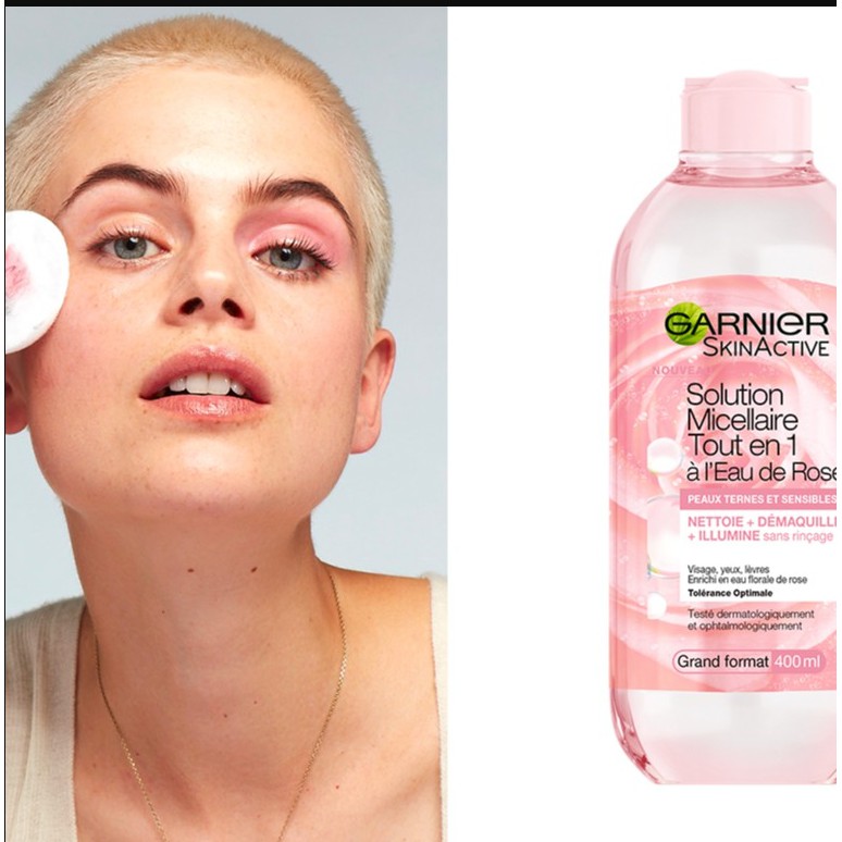 [Hàng trả order, không có sẵn] Nước Tẩy Trang Hoa Hồng Garnier Solution Micellaire Tout en 1 à l'Eau de Rose 400ml