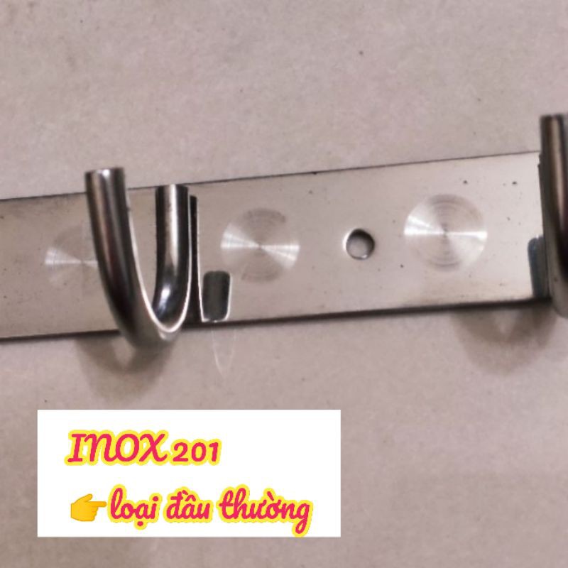 Móc treo quần áo gắn tường 6 - 10 mấu INOX 100% + tặng kèm tắc kê và vít