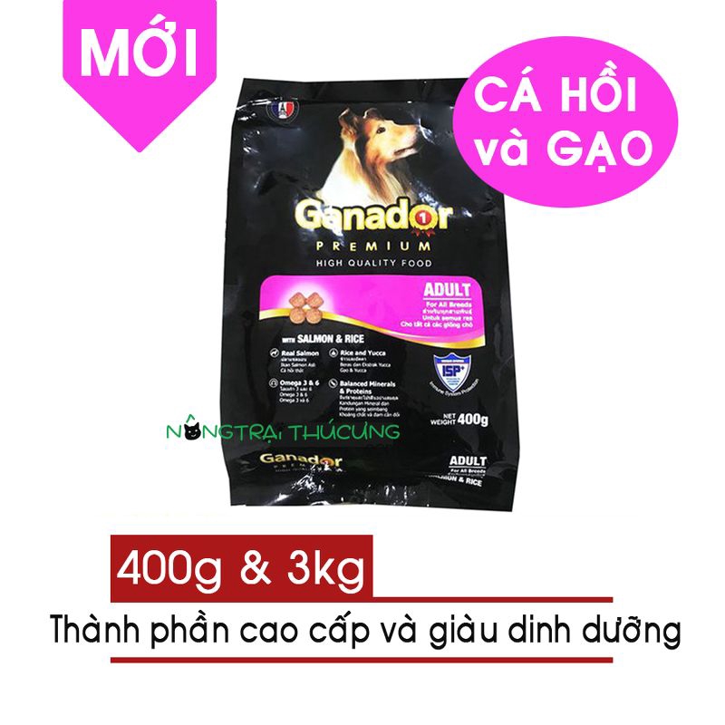 Hạt cho chó lớn GANADOR Cá Hồi và Gạo 400g