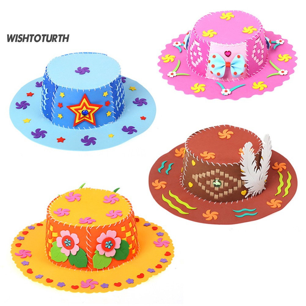 ☼WT 3D Puzzle DIY Handmade EVA Hat Children Art Craft Birthday Gift Educational Toy