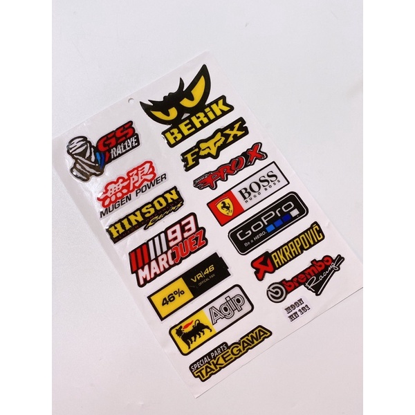 Decal tem nổi tổng hợp mẫu Agip Ak Takegawa GoPro...cao cấp dán xe máy, ô tô, mũ bảo hiểm chống thấm nước, chống bay màu