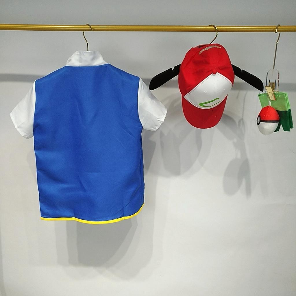 Set Áo Khoác Và Nón Cosplay Pokemon Màu Xanh Tro Cho Nam