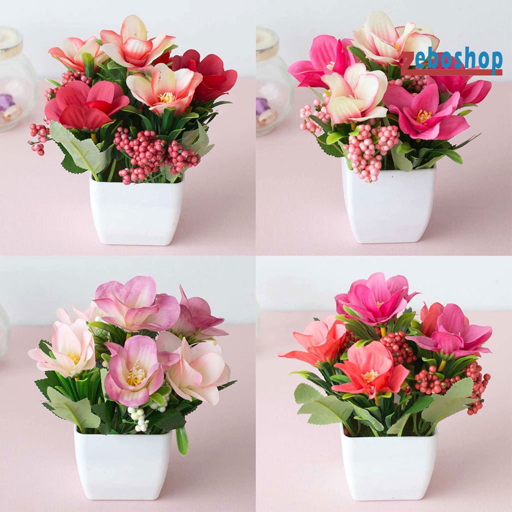 Chậu Hoa Hồng Nhân Tạo Bằng Nhựa Để Bàn Trang Trí Tiệc