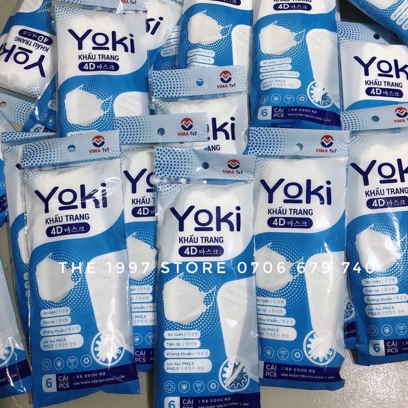 Khẩu Trang 4d yoki hàng cty (bịch 6 cái) 4 lớp