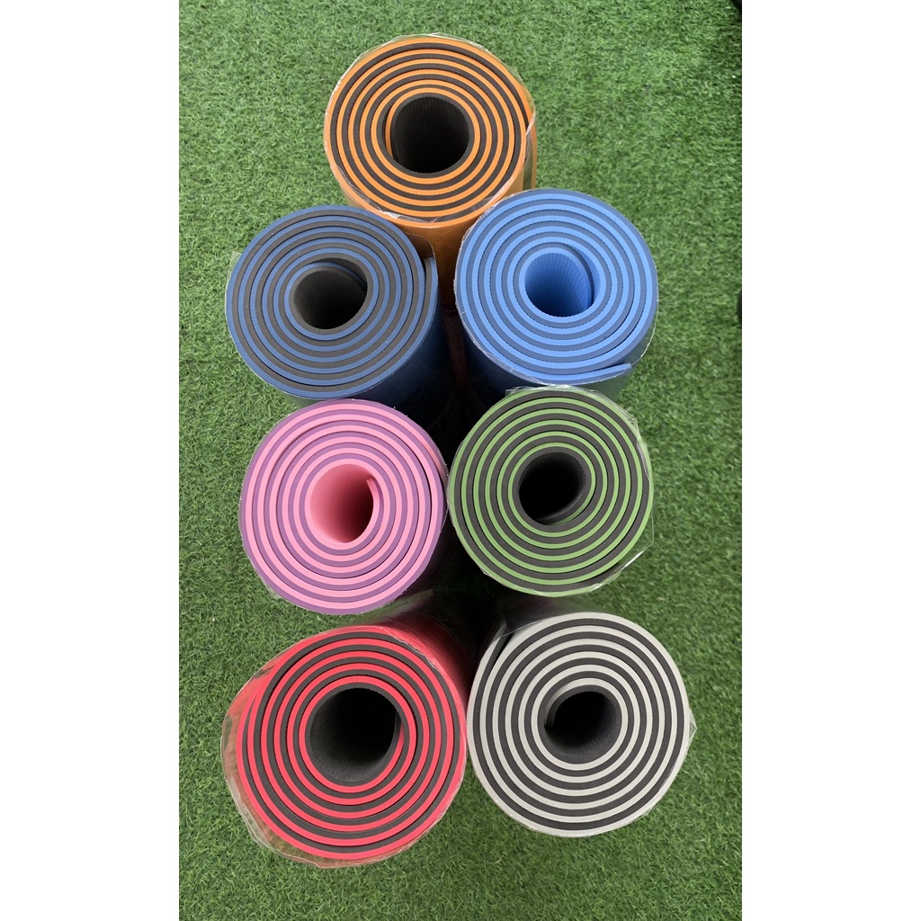 Thảm Tập Yoga TPE 2 Lớp 8mm  + dây buộc thảm - VivaSports ( Bảo Hành 1 đổi 1 trong 3 tháng )