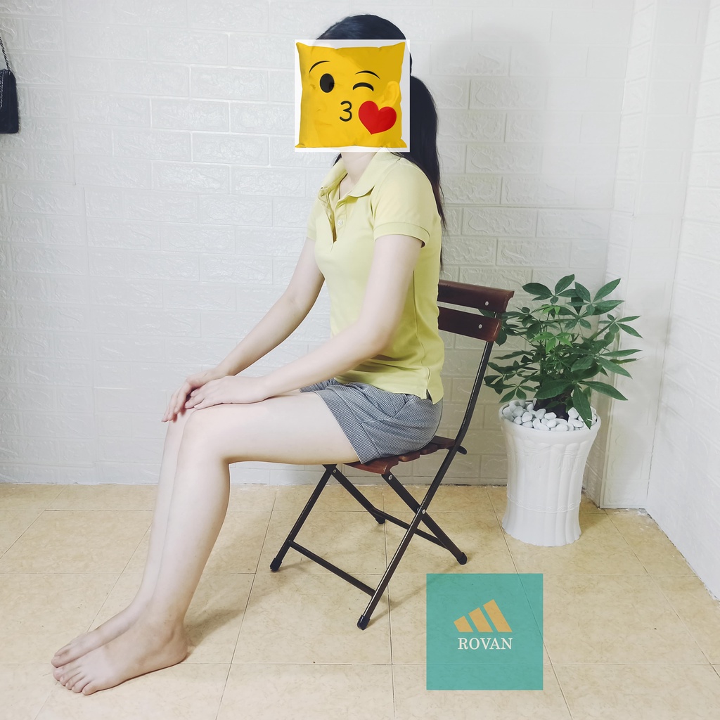 Ghế cafe mini mặt gỗ khung sắt sơn tĩnh điện Fansipan gấp gọn ngoài trời, trà chanh