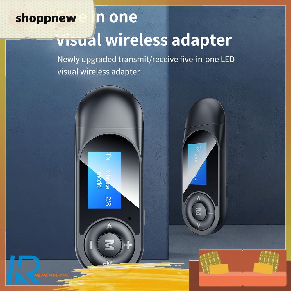 Shoppnew T13 LCD 3.5mm 2 in 1 Bluetooth Audio Transmitter Receiver Adapter for TV