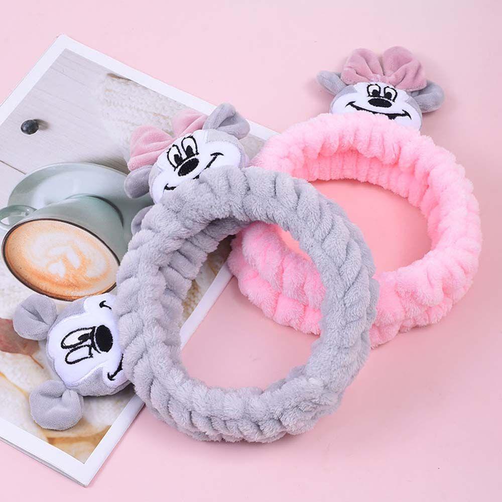 FORBETTER Băng đô cài tóc rửa mặt Hình Chuột Mickey / Minnie Bằng Vải Lông Nhung Dễ Thương Xinh Xắn