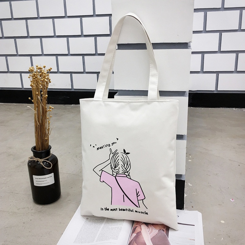 【Sỉ 30++mẫu】Túi tote vải canvas đeo chéo đi học có khóa kéo phong cách HÀN QUỐC