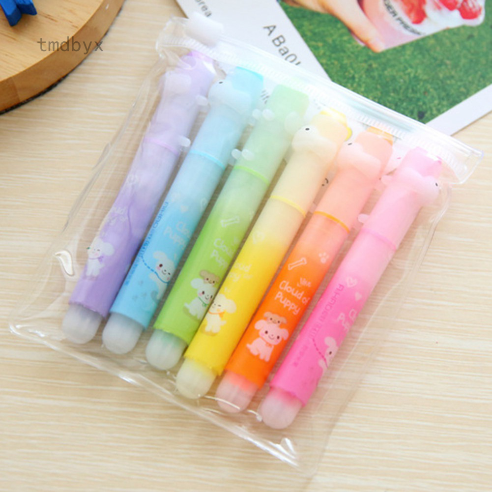 Tmdbyx Set 6 Bút Dạ Quang Màu Sắc Xinh Xắn