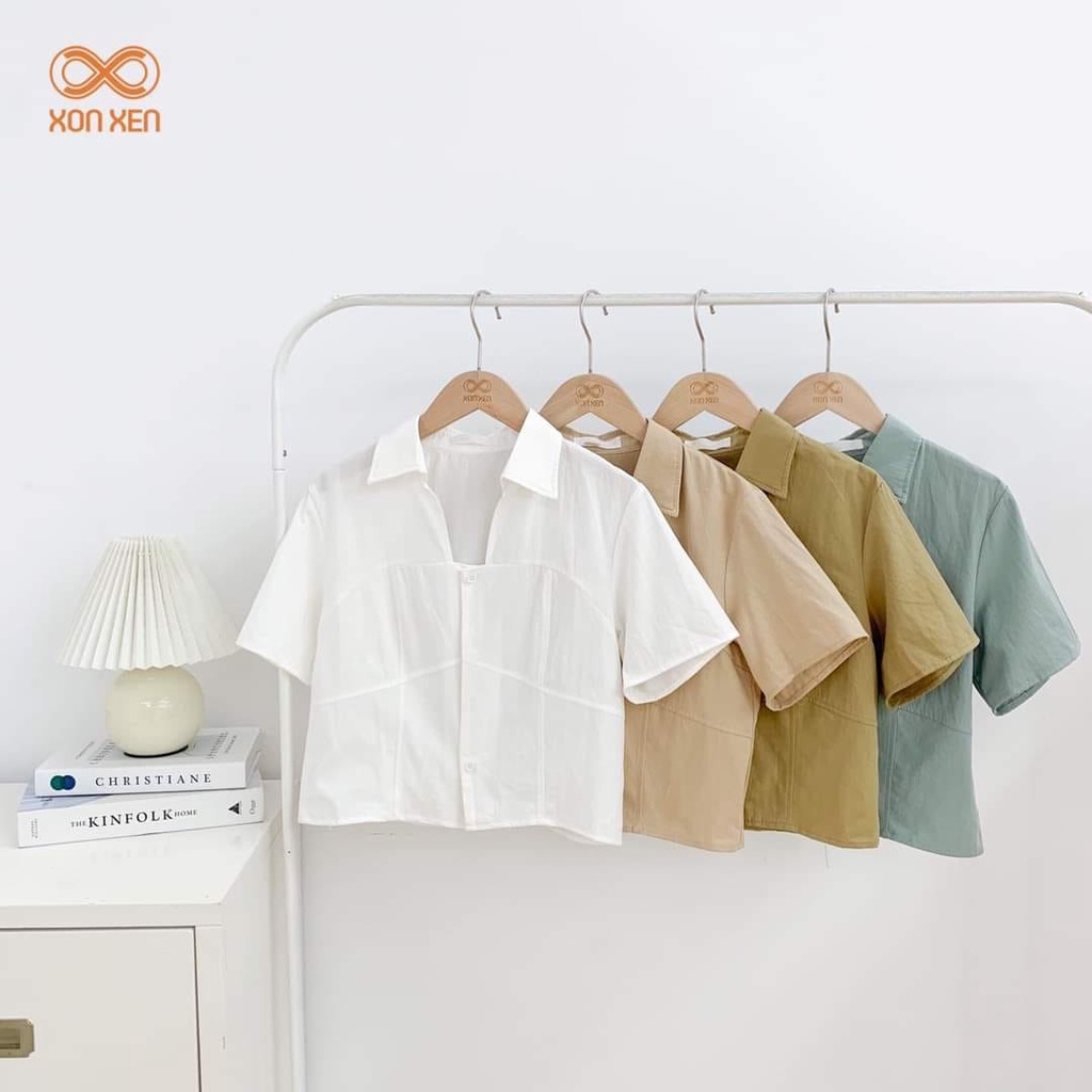 ÁO SƠ MI CỔ U DÁNG CROPTOP  XONXEN 26 PHAN CHÂU TRINH TAM KỲ mã 54