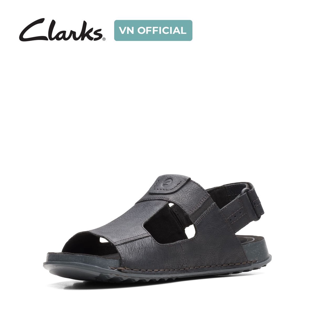 Giày Sandal Da Nam CLARKS Crestview Bay màu đen