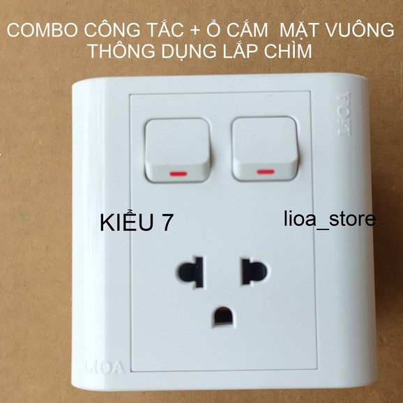 COMBO CÔNG TẮC + Ổ CẮM  THÔNG DỤNG MẶT VUÔNG LẮP CHÌM.