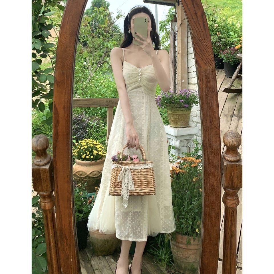 Đầm Hai Dây Dáng Dài Phong Cách Pháp Ngọt Ngào Thời Trang Mùa Hè Hàng Mới Dành Cho Bạn Nữ 2022