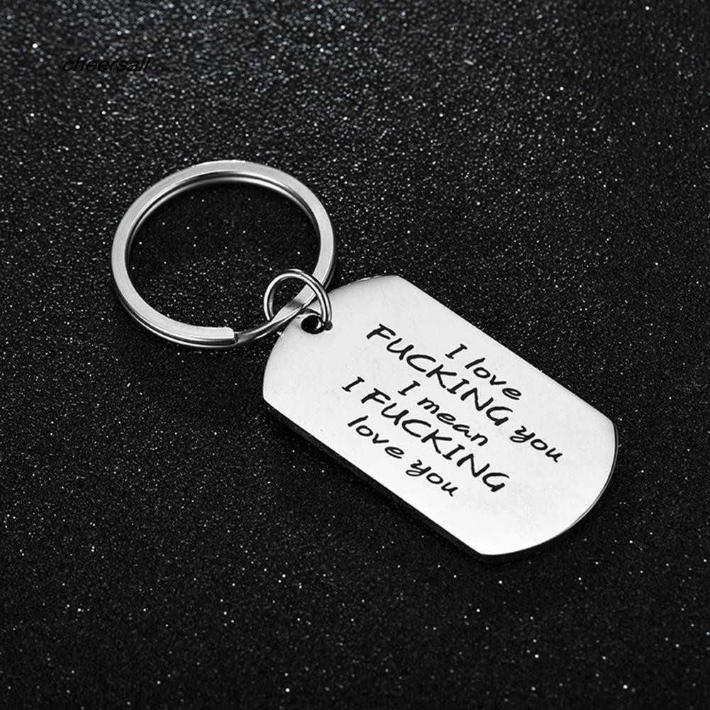 Móc khóa cặp tình nhân khắc chữ " I fucking Love You Dog tag "