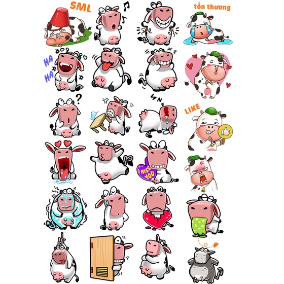 Sticker Bò Sữa hình dán bò sữa