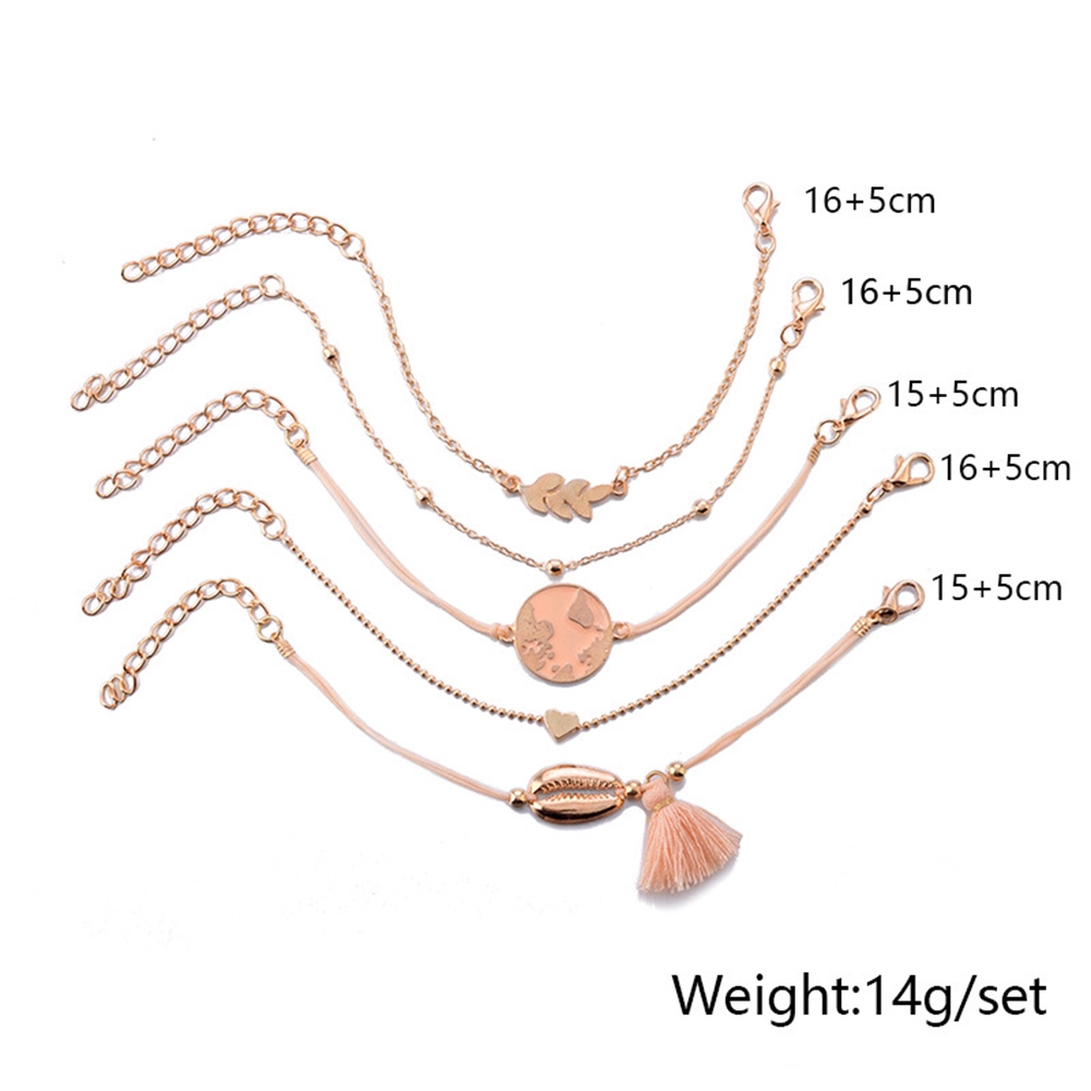 Bộ 5 vòng đeo tay bằng kim loại thiết kế nhiều kiểu xinh xắn cho nữ