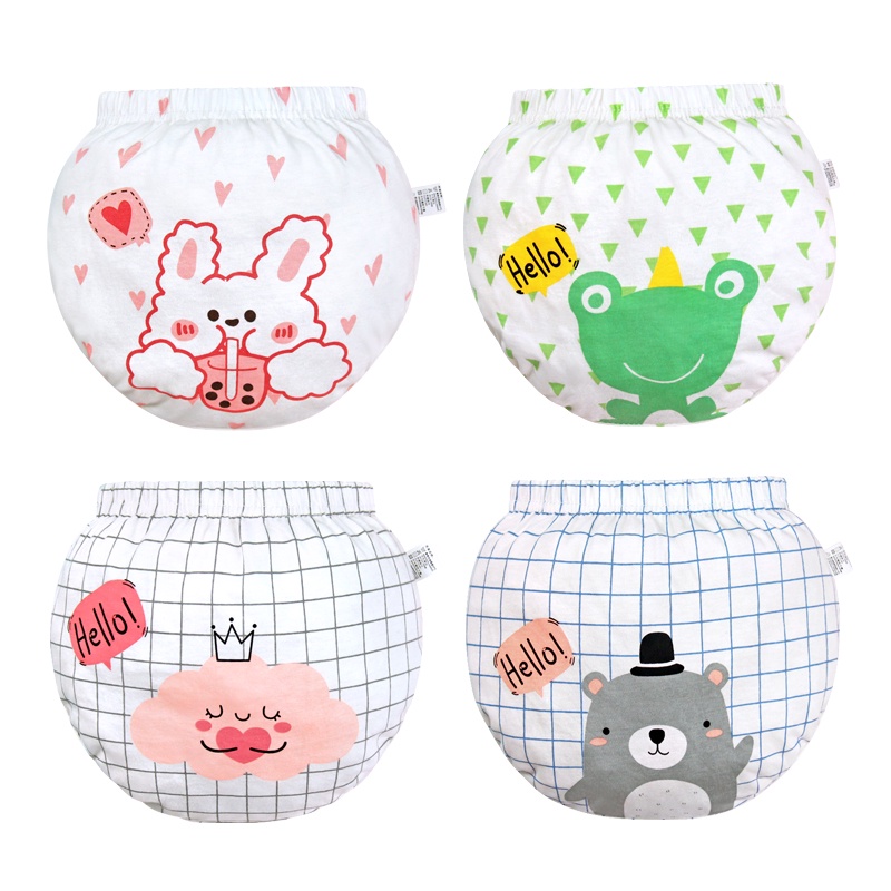 Quần lót LUCKY BIG CAT chất liệu cotton nguyên chất họa tiết hoạt hình dễ thương cho trẻ sơ sinh