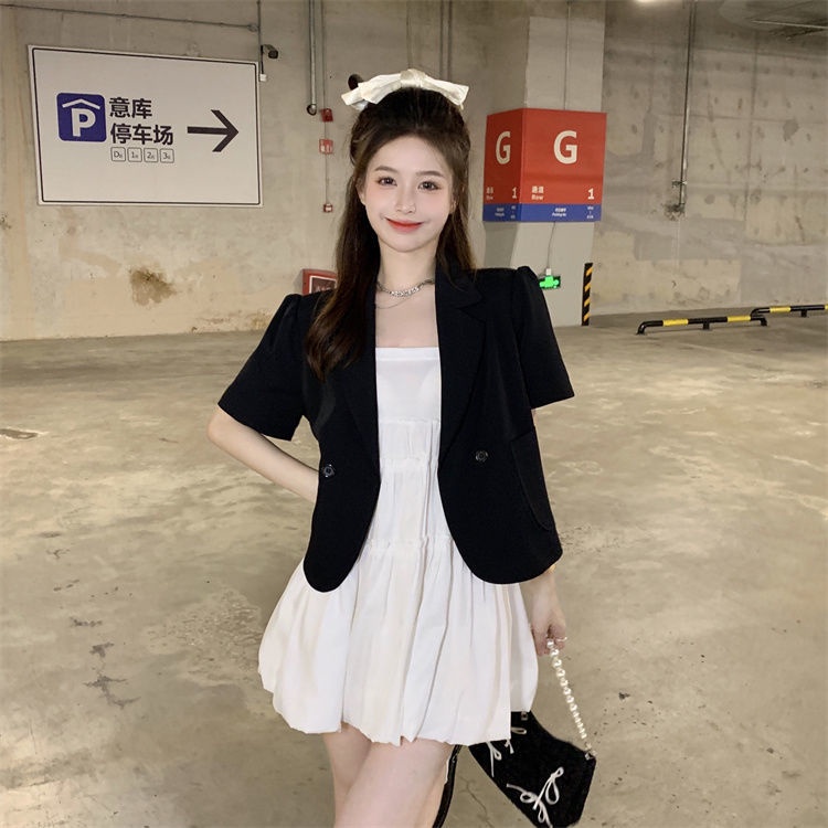 Áo Khoác Vest Tay Ngắn Kiểu Hàn Quốc Thiết Kế Trẻ Trung Cho Nữ | BigBuy360 - bigbuy360.vn