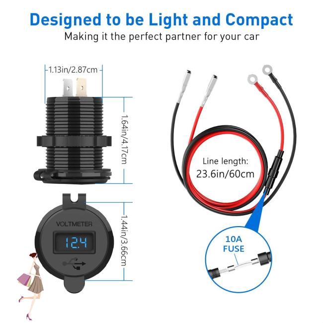 Bộ sạc nhanh QC3.0 cổng USB gắn xe hơi cho điện thoại/máy tính bảng