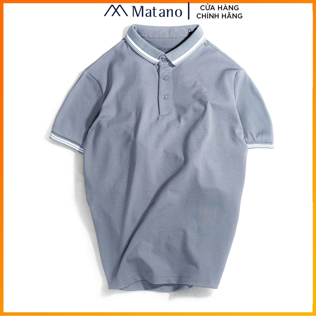 Áo polo nam đẹp MATANO - Áo thun polo nam có cổ trụ bẻ, vải cá sấu cotton cao cấp, bo dệt kẻ sọc trắng đơn giản 030 | BigBuy360 - bigbuy360.vn