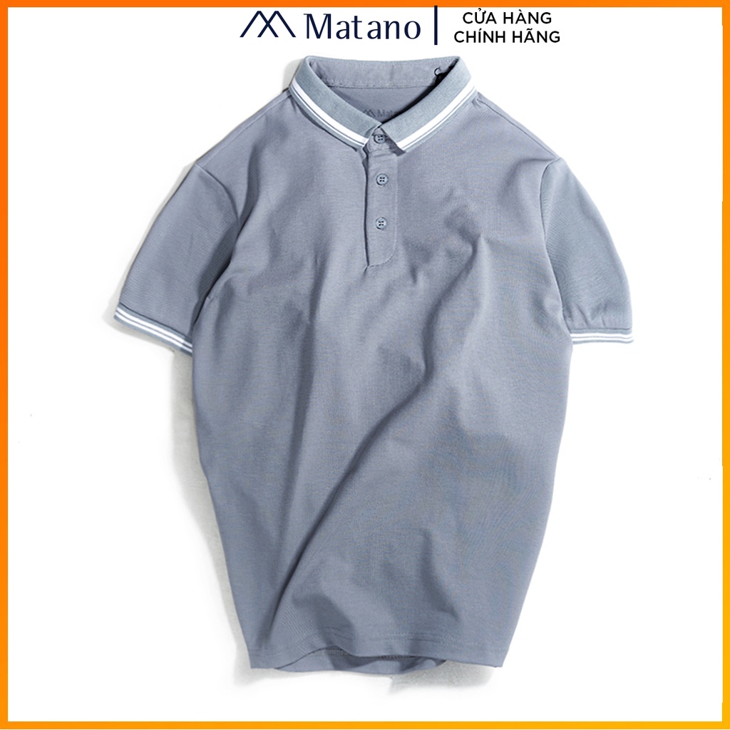 Áo polo nam đẹp MATANO - Áo thun polo nam có cổ trụ bẻ, vải cá sấu cotton cao cấp, bo dệt kẻ sọc trắng đơn giản 030