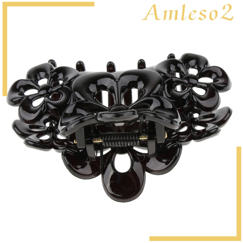Kẹp Tóc Càng Cua Lớn Hình Hoa Pha Lê Màu Đen Cho Nữ Amleso2