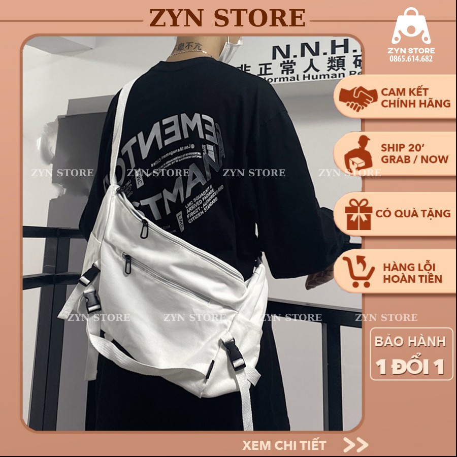 Túi Vải Canvas Nam Nữ 🎒FREESHIP🎒 Dáng Đeo Chéo Trơn Thời Trang Hàn Quốc Rộng Rãi Đi Học , Đi Chơi