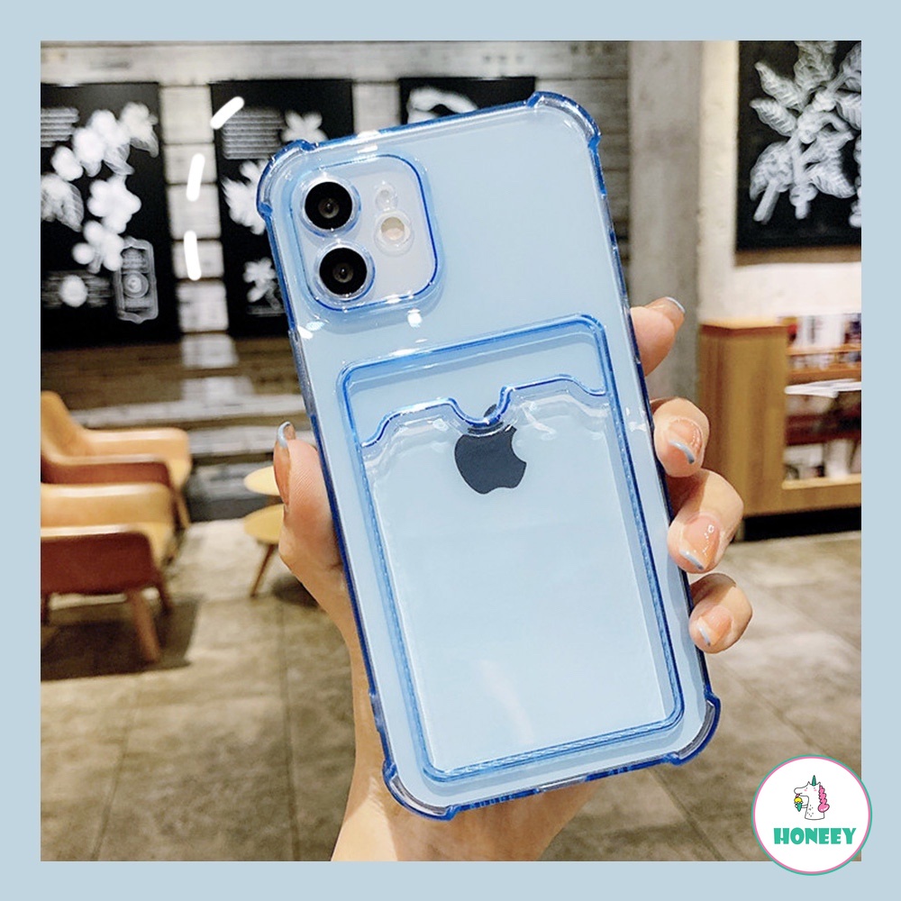 Ốp điện thoại TPU mềm màu trơn có ngăn đựng thẻ chống sốc cho iPhone 12 11 Pro Max X Xs Max 8 7 Plus Se | BigBuy360 - bigbuy360.vn