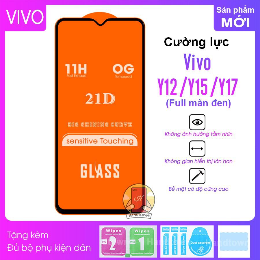 Kính Cường lực Vivo Y12 / Y15 / Y17 màn hình 21D Handtown SIÊU BỀN